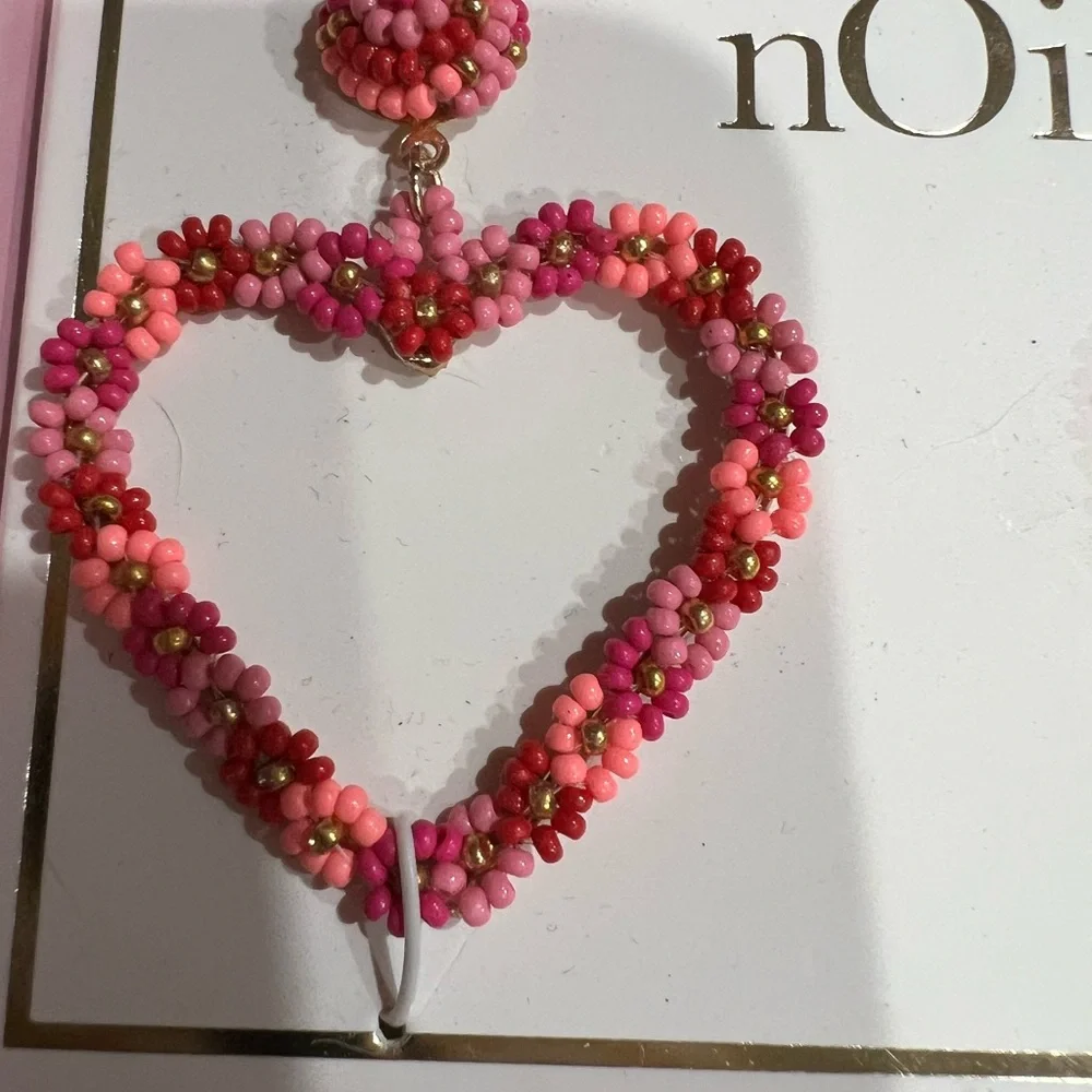 Cherry Pink Heart Earrings - Picture 3 of 5
